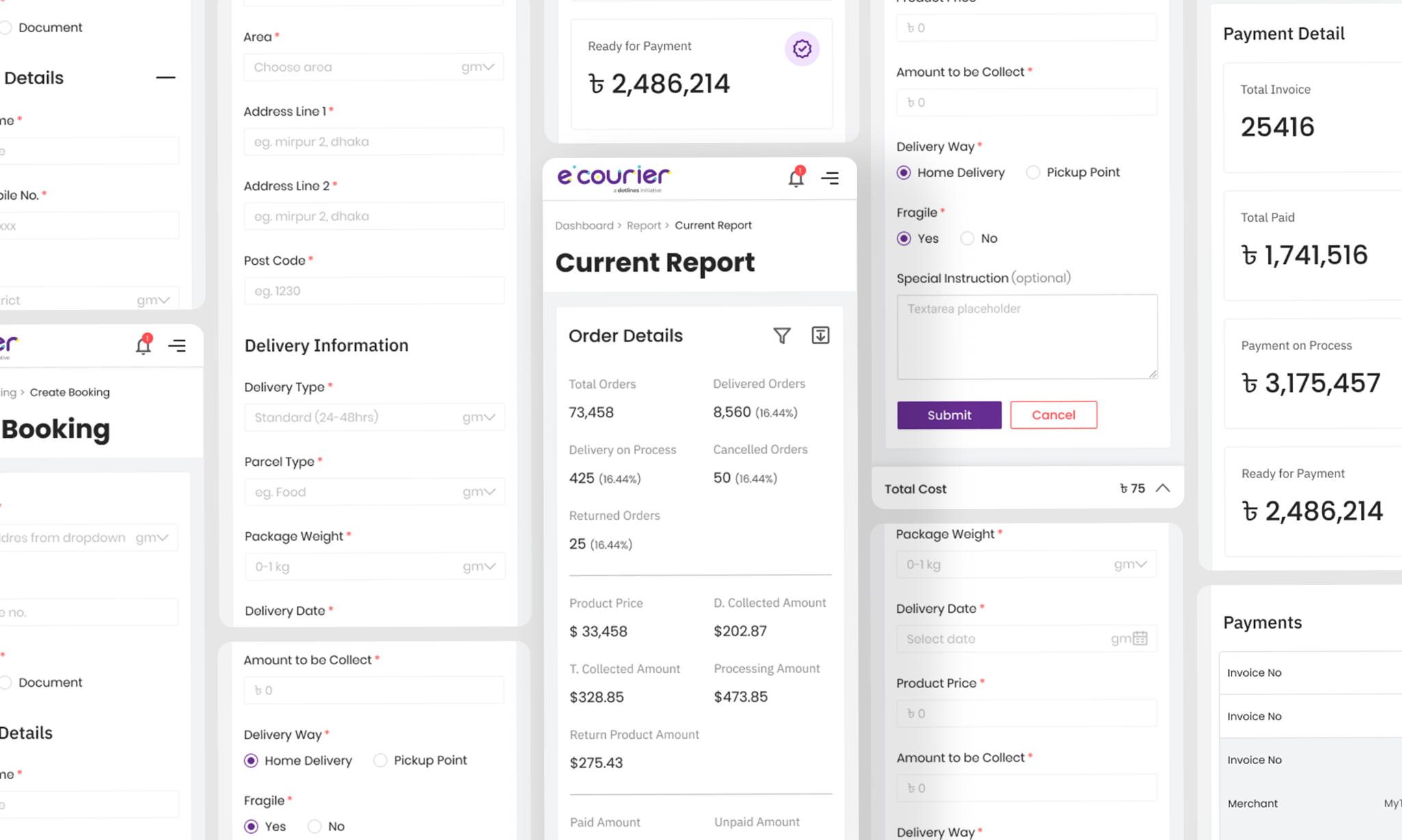 eCourier dashboard 2